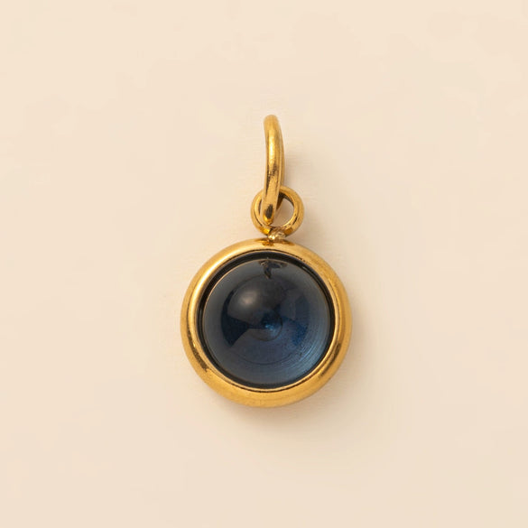 Stainless Steel Star And Drop Shape Pendant Necklace With Vacuum Electroplated 18K Gold Color And Zirconium Birthstone