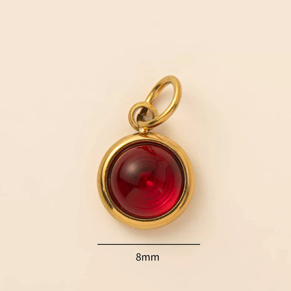 Stainless Steel Star And Drop Shape Pendant Necklace With Vacuum Electroplated 18K Gold Color And Zirconium Birthstone