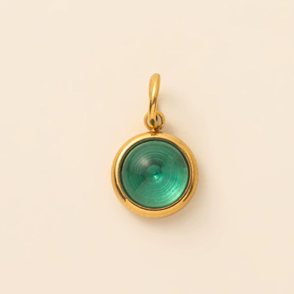 Stainless Steel Star And Drop Shape Pendant Necklace With Vacuum Electroplated 18K Gold Color And Zirconium Birthstone