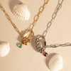 Stainless Steel Star And Drop Shape Pendant Necklace With Vacuum Electroplated 18K Gold Color And Zirconium Birthstone