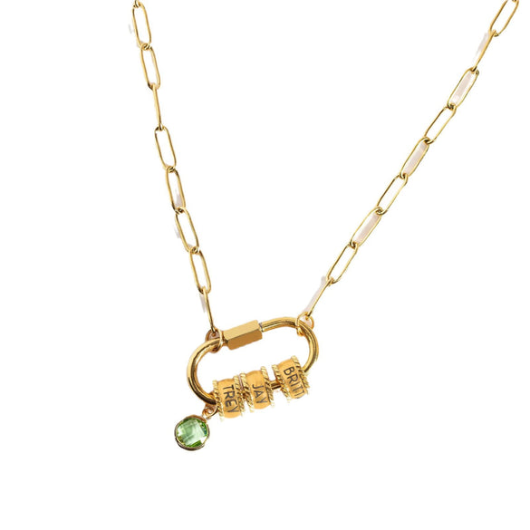 Stainless Steel Star And Drop Shape Pendant Necklace With Vacuum Electroplated 18K Gold Color And Zirconium Birthstone