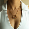 Stainless Steel Star And Drop Shape Pendant Necklace With Vacuum Electroplated 18K Gold Color And Zirconium Birthstone