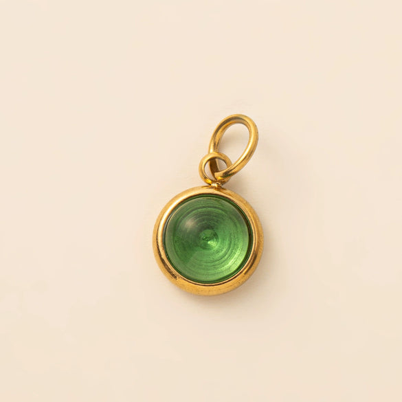 Stainless Steel Star And Drop Shape Pendant Necklace With Vacuum Electroplated 18K Gold Color And Zirconium Birthstone