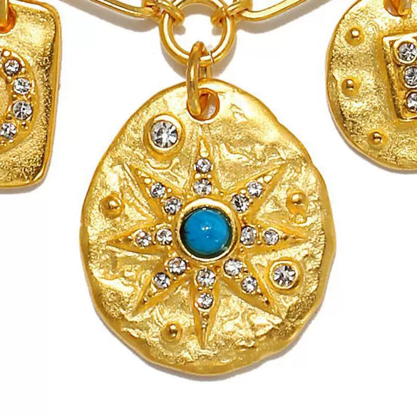 Stainless Steel Star And Drop Shape Pendant With Vacuum Plating And Electroplating For Myth And Magic Style