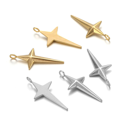 Stainless Steel Star Cross Shape Pendant Jewelry Accessories With Oil Pressure And Electroplating