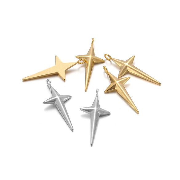 Stainless Steel Star Cross Shape Pendant Jewelry Accessories With Oil Pressure And Electroplating