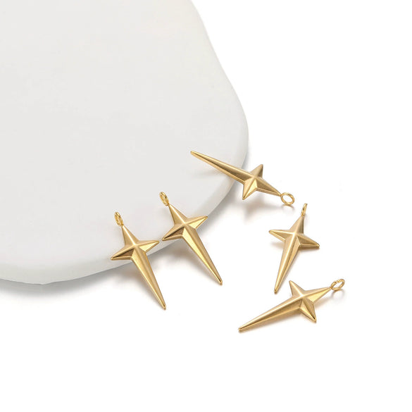 Stainless Steel Star Cross Shape Pendant Jewelry Accessories With Oil Pressure And Electroplating