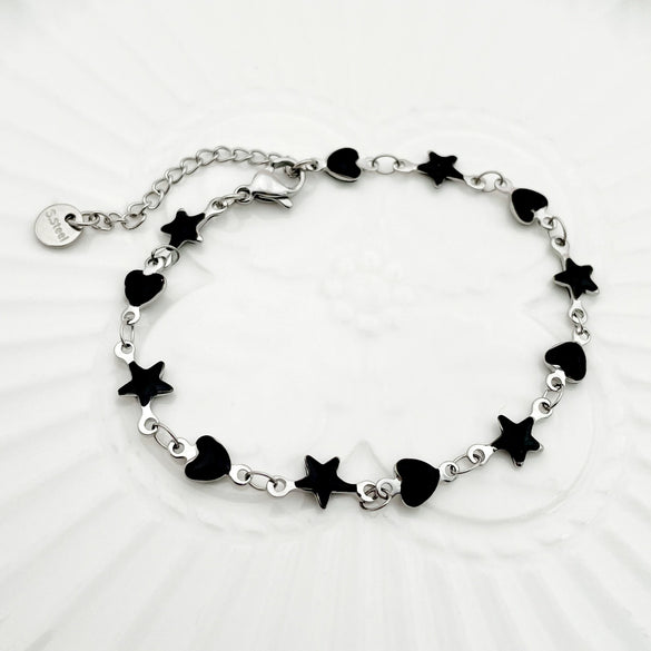 Stainless Steel Star Heart Shaped Colorful Painted Dopamine Women's Bracelet