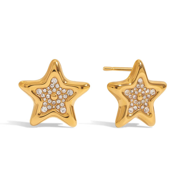 Stainless Steel Star Pattern Electroplated Earrings For Women