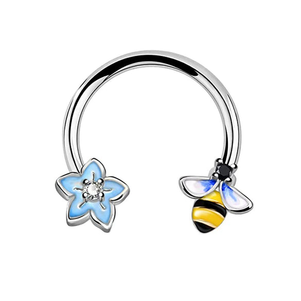 Stainless Steel Star Pattern Electroplated Nose Ring Ear Bone Ring Piercing Horseshoe Ring