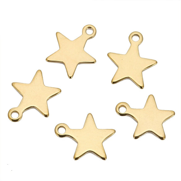Stainless Steel Star Pendant Bracelet And Necklace Accessories With Electroplating Treatment