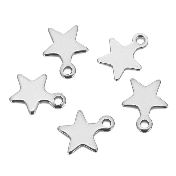 Stainless Steel Star Pendant Bracelet And Necklace Accessories With Electroplating Treatment