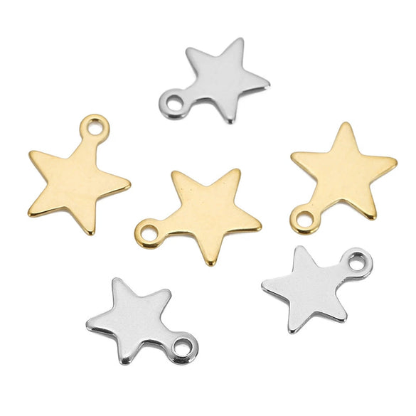 Stainless Steel Star Pendant Bracelet And Necklace Accessories With Electroplating Treatment