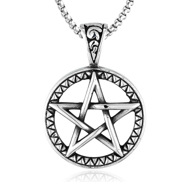 Stainless Steel Star Pendant Necklace For Men Simple Cast Jewelry With Six Pointed And Five Pointed Star Design