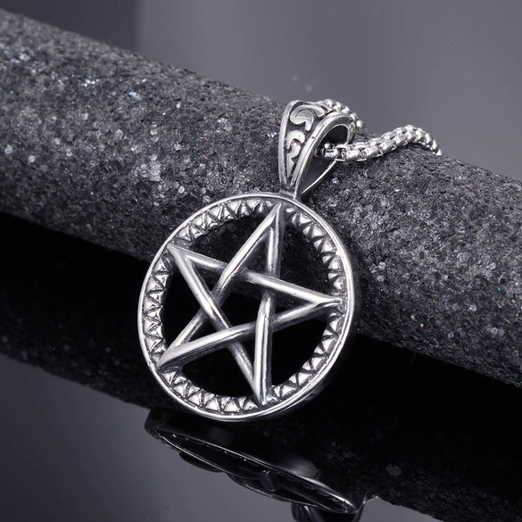 Stainless Steel Star Pendant Necklace For Men Simple Cast Jewelry With Six Pointed And Five Pointed Star Design