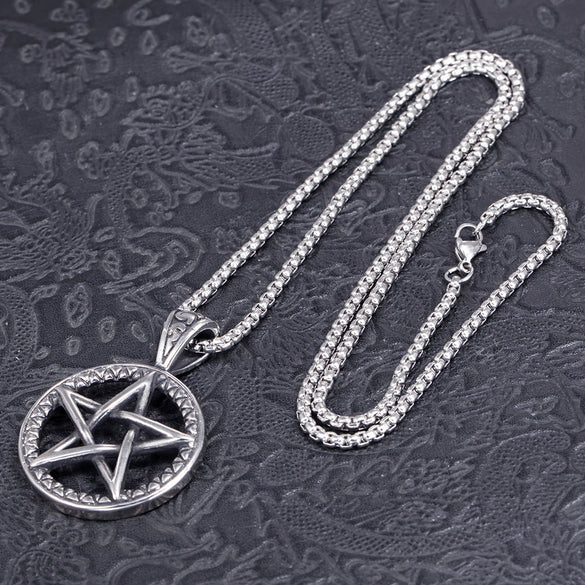 Stainless Steel Star Pendant Necklace For Men Simple Cast Jewelry With Six Pointed And Five Pointed Star Design