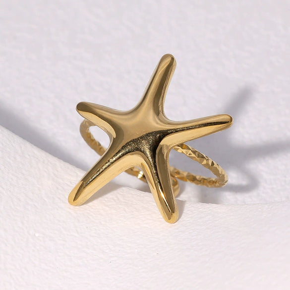 Stainless Steel Star Ring For Women Light Luxury Nonfading Electroplated Highend Jewelry