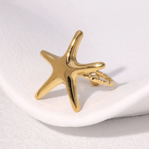 Stainless Steel Star Ring For Women Light Luxury Nonfading Electroplated Highend Jewelry
