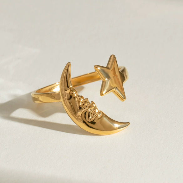Stainless Steel Star Shaped Ring Electroplated Ladies Jewelry