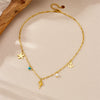 Stainless Steel Starfish Anchor Conch Pendant Necklace With Box Chain Electroplated For Women Personality Animal Style