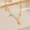 Stainless Steel Starfish Anchor Conch Pendant Necklace With Box Chain Electroplated For Women Personality Animal Style