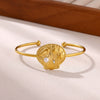 Stainless Steel Starfish And Shell Open Bangle With Pearl And Zircon Accents Adjustable Jewelry Bracelet For Women