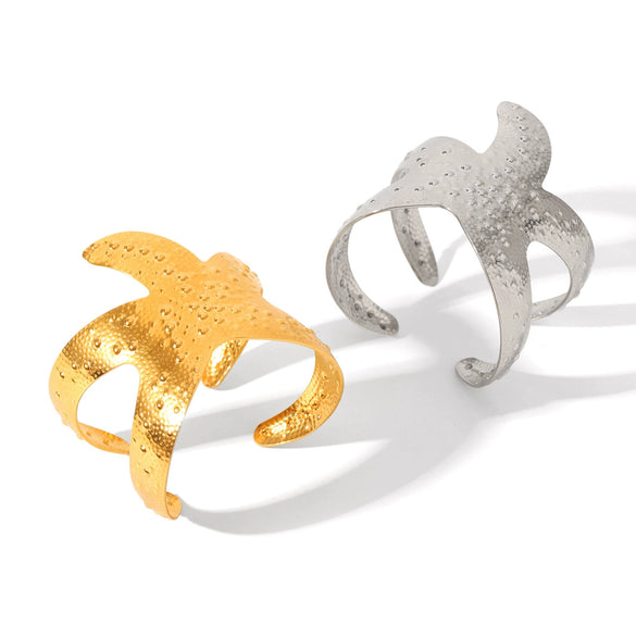 Stainless Steel Starfish Bracelet With Exaggerated Beat Pattern And Electroplating Process