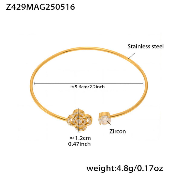 Stainless Steel Starfish Flower Shell Opening Fine Circle Bracelet With Electroplating Design