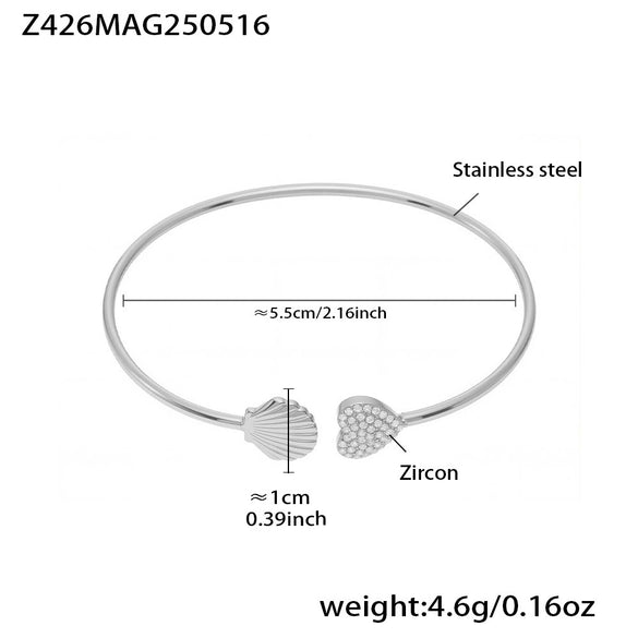 Stainless Steel Starfish Flower Shell Opening Fine Circle Bracelet With Electroplating Design
