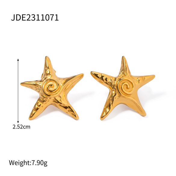 Stainless Steel Starfish Hair Ring And Hair Rope Hair Accessories With Electroplating Design