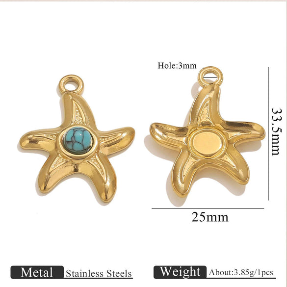 Stainless Steel Starfish Jewelry Pendant Necklace Electroplated Ocean Series