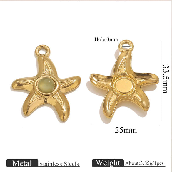Stainless Steel Starfish Jewelry Pendant Necklace Electroplated Ocean Series