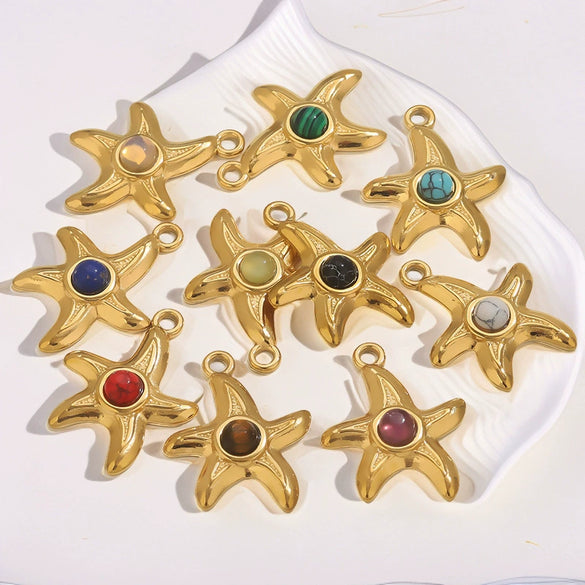 Stainless Steel Starfish Jewelry Pendant Necklace Electroplated Ocean Series