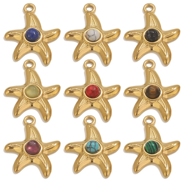Stainless Steel Starfish Jewelry Pendant Necklace Electroplated Ocean Series