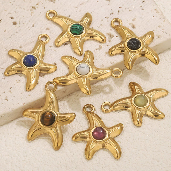 Stainless Steel Starfish Jewelry Pendant Necklace Electroplated Ocean Series