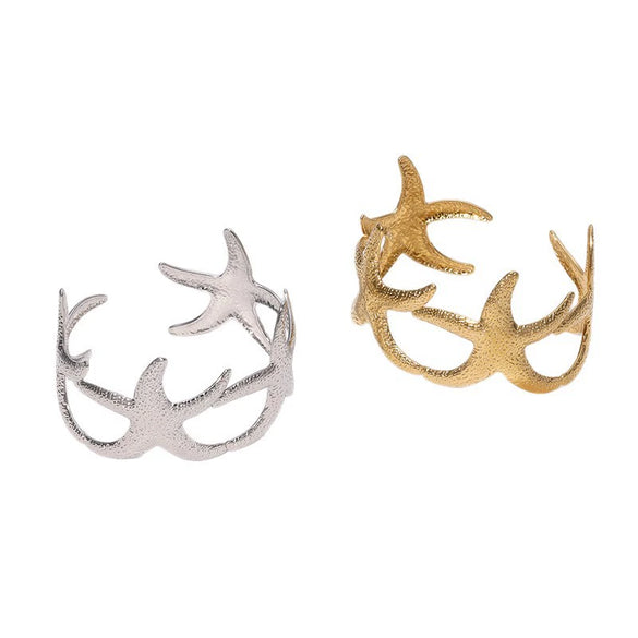 Stainless Steel Starfish Open Bracelet For Women Goldplated Electroplated Simple Animal Style Highend Jewelry