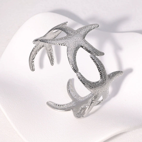 Stainless Steel Starfish Open Bracelet For Women Goldplated Electroplated Simple Animal Style Highend Jewelry