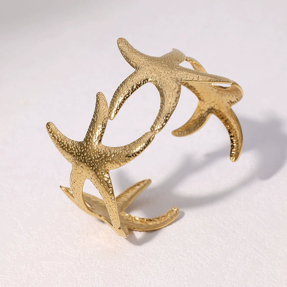 Stainless Steel Starfish Open Bracelet For Women Goldplated Electroplated Simple Animal Style Highend Jewelry