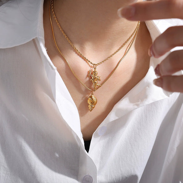 316L Stainless Steel Starfish Pendant Necklace Electroplated Marine Life Fashion Jewelry