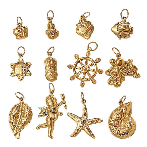 316L Stainless Steel Starfish Pendant Necklace Electroplated Marine Life Fashion Jewelry