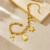 Stainless Steel Starfish Pendant Retro Cross Sun Fashion Bracelet For Women With Electroplating