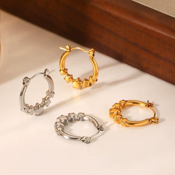 Stainless Steel Starshaped Electroplated Women's Earrings Light Luxury And Highend Nonfading Geometric Pattern