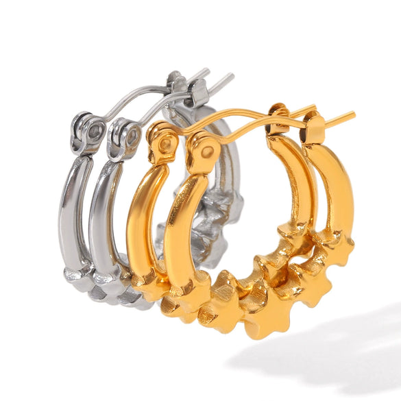 Stainless Steel Starshaped Electroplated Women's Earrings Light Luxury And Highend Nonfading Geometric Pattern