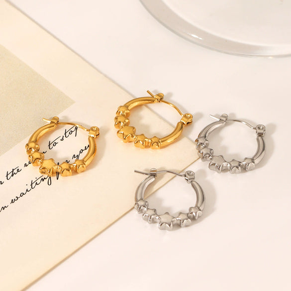 Stainless Steel Starshaped Electroplated Women's Earrings Light Luxury And Highend Nonfading Geometric Pattern