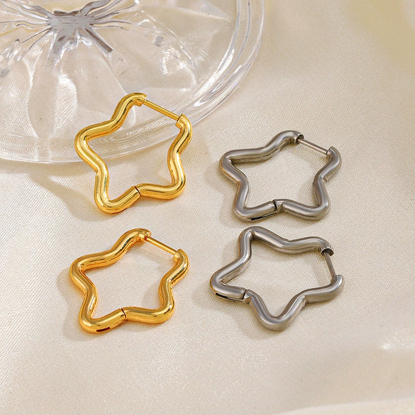 Stainless Steel Starshaped Electroplated Women's Earrings