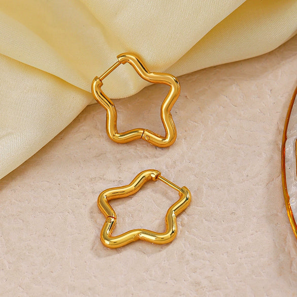 Stainless Steel Starshaped Electroplated Women's Earrings