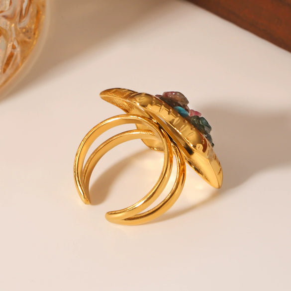Stainless Steel Starshaped Geometric Animal Style Electroplated Women's Ring