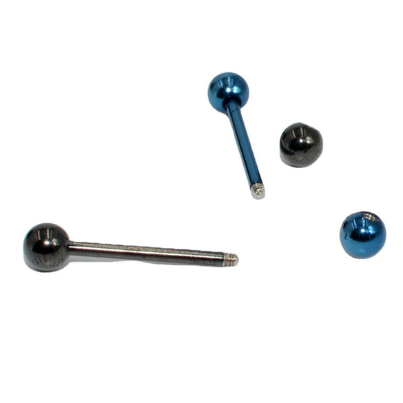 Stainless Steel Straight Bar Tongue Nail With Steel Ball Doubleheaded Puncture Electroplated Basic Jewelry