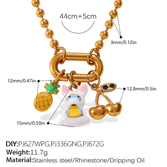 316L Stainless Steel Strawberry Mushroom Fashion Multielement Necklace For Women With Electroplating