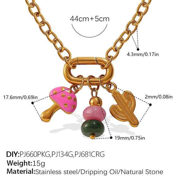 316L Stainless Steel Strawberry Mushroom Fashion Multielement Necklace For Women With Electroplating